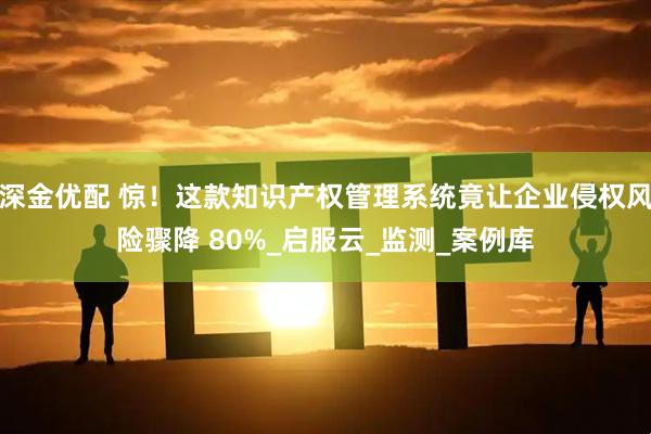 深金优配 惊！这款知识产权管理系统竟让企业侵权风险骤降 80%_启服云_监测_案例库